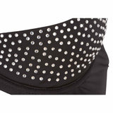 Bordo inferiore bustier nero con fila di strass rotondi brillanti