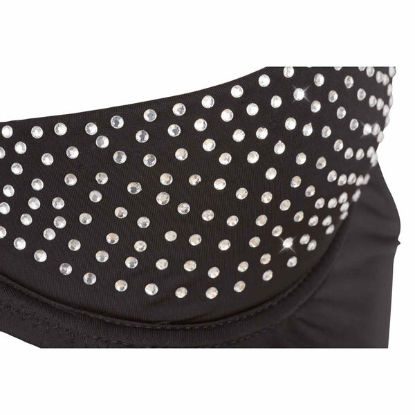 Bordo inferiore bustier nero con fila di strass rotondi brillanti