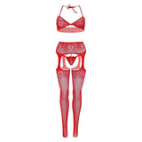 Brilliant Set - Reggiseno, Perizoma e Collant con apertura inguinale