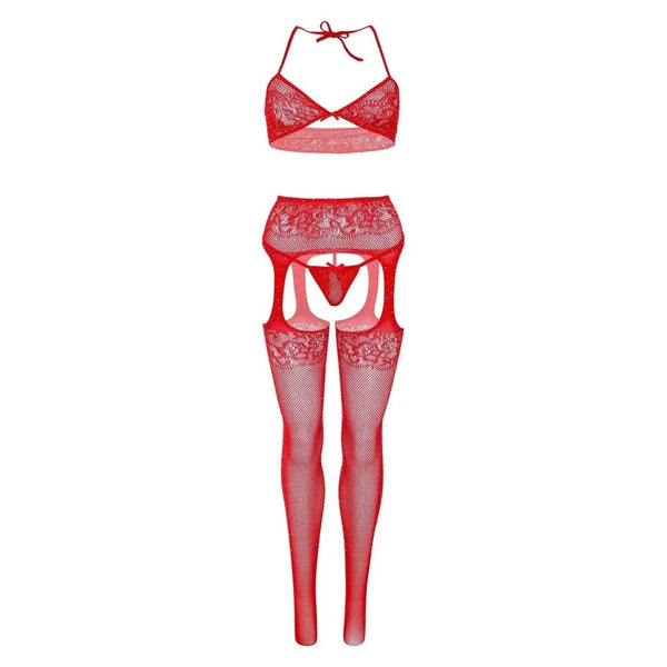 Brilliant Set - Reggiseno, Perizoma e Collant con apertura inguinale