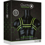 Scatola prodotto Ouch! Harness Bulldog Glow in the Dark pelle legata taglia L/XL