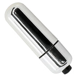 Vibratore Bullet Vibrante color argento con riflessi luce e corpo cilindrico compatto