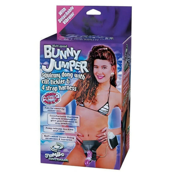 Confezione Bunny Jumper strap-on con illustrazione donna e dettagli prodotto