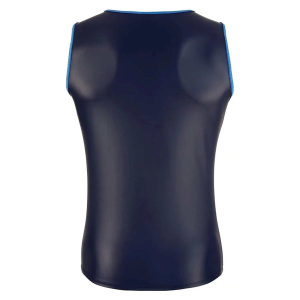 Canotta Uomo Nero Opaca con Bordatura Blu