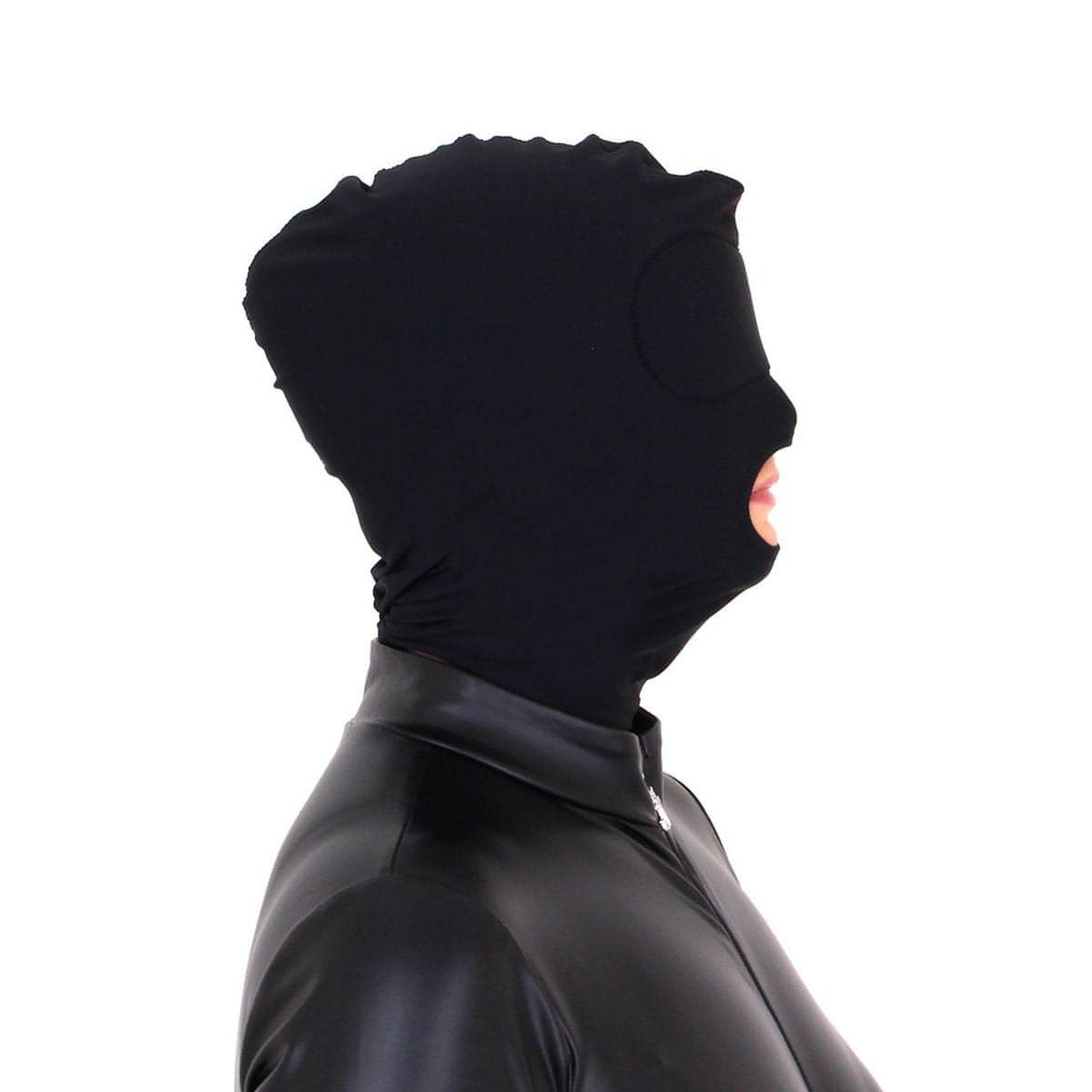 Hood with Built-in Padded Bandage - Only Mouth Uncovered, Black 