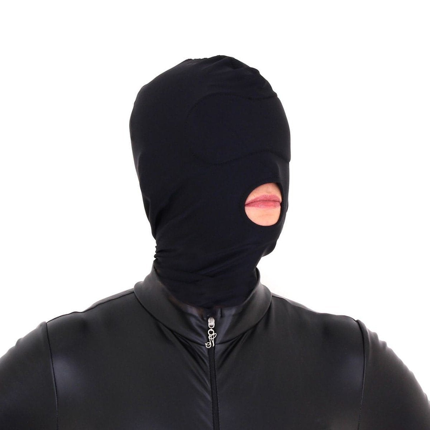 Hood with Built-in Padded Bandage - Only Mouth Uncovered, Black 