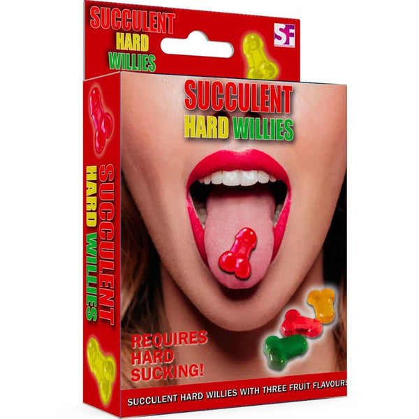 Confezione Succulent Hard Willies caramelle gommose frutta con grafica esplicita