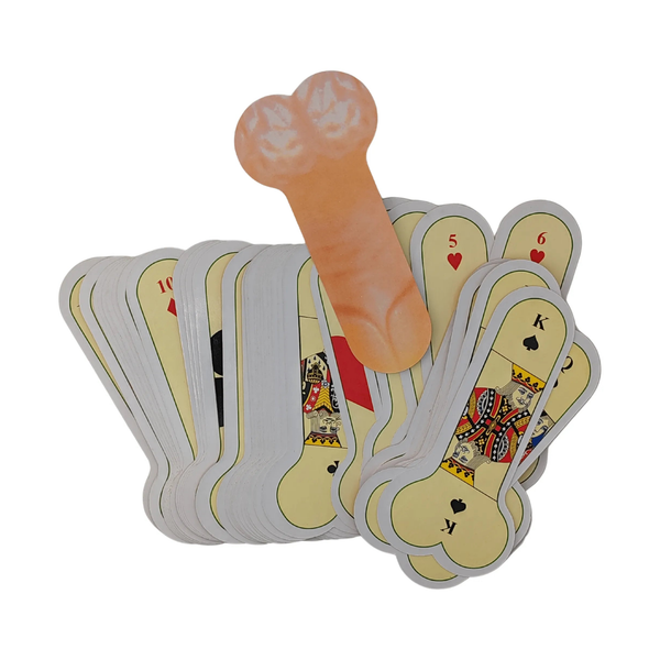 Mazzo carte francesi forma fallica beige con simboli classici