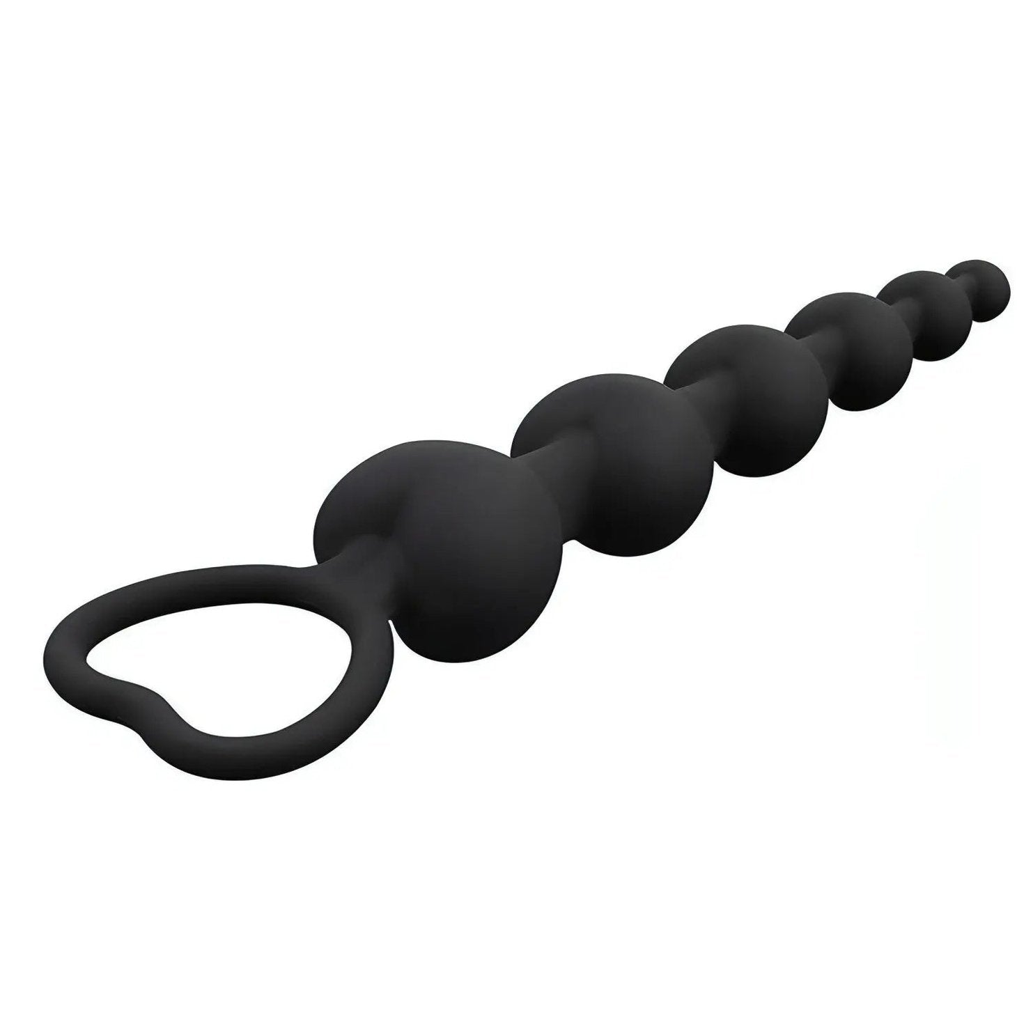 Catena di 6 perline anali in silicone - 15 cm, Nero