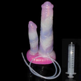 Dildo Centaur silicone lucido rosa bianco viola con tubo e siringa 100ml
