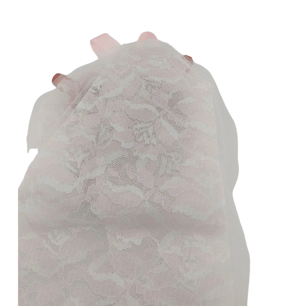 Cerchietto e velo Bianco/Rosa con 2 pisellini