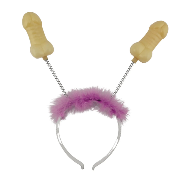 Cerchietto rosa pastello con peluche e due piselli a molla per feste