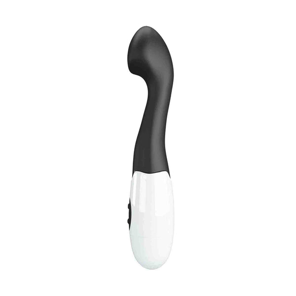 Vibratore nero ergonomico leggermente ricurvo vista frontale diretta