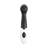 Vibratore nero verticale base bianca lucida con simboli pulsanti incisi