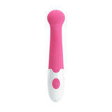 Vibratore rosa e bianco testa sferica con singolo pulsante centrale