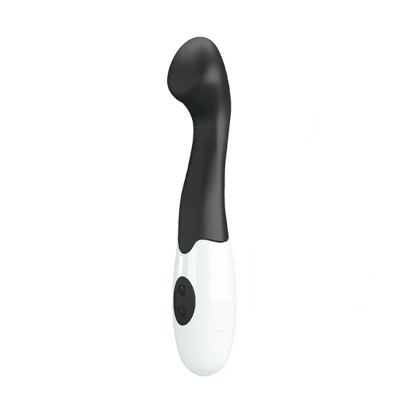 Vibratore Punto G nero e bianco in silicone opaco con forma ricurva
