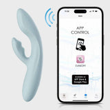 Connessione app vibratore rabbit Chika grigio turchese smartphone