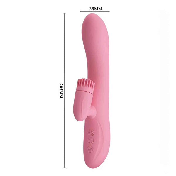 Chris Vibratore Rabbit con stimolatore clitorideo a rotazione - Silicone, Anallergico, Ricaricabile, 7 modalità di vibrazione