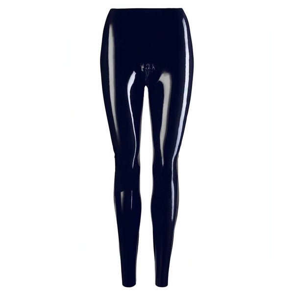 Collant Nero Lucido in Latex con Zip e Apertura Inguine