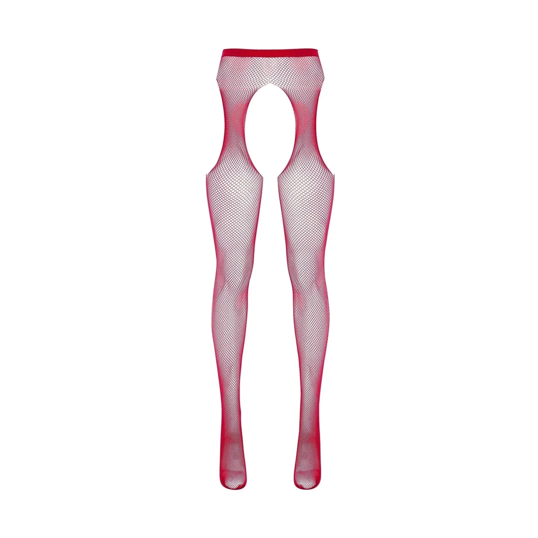 Collant a rete rosso con apertura inguinale