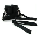 Kit guinzaglio manette nylon nero con anelli metallici e fiocchi decorativi