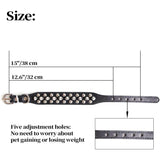 Collare nero in ecopelle con borchie argentate, cinghie regolabili – 38 cm