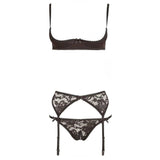 Completino Sexy - Reggiseno a balconcino, reggicalze e perizoma