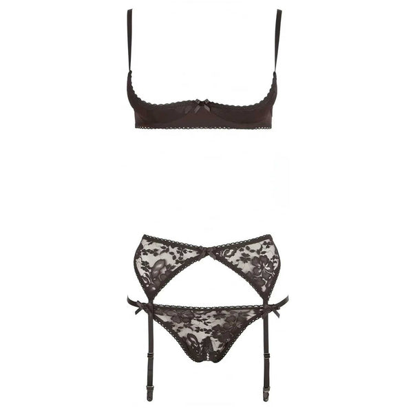 Completino Sexy - Reggiseno a balconcino, reggicalze e perizoma