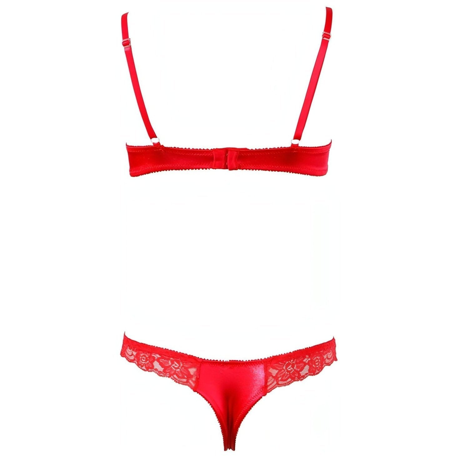 Completino rosso con slip e reggiseno a balconcino - Rosso, Taglia 75B/S