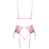 Completo Sexy Rosa con Fiocchi e Ricami a Fiori