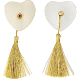 Copricapezzoli bianchi con nappe dorate