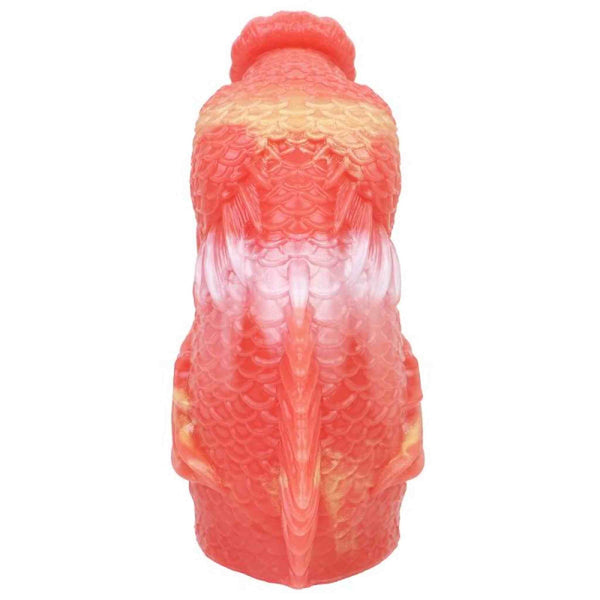 Vista posteriore texture scaglie toy koi silicone liquido arancione