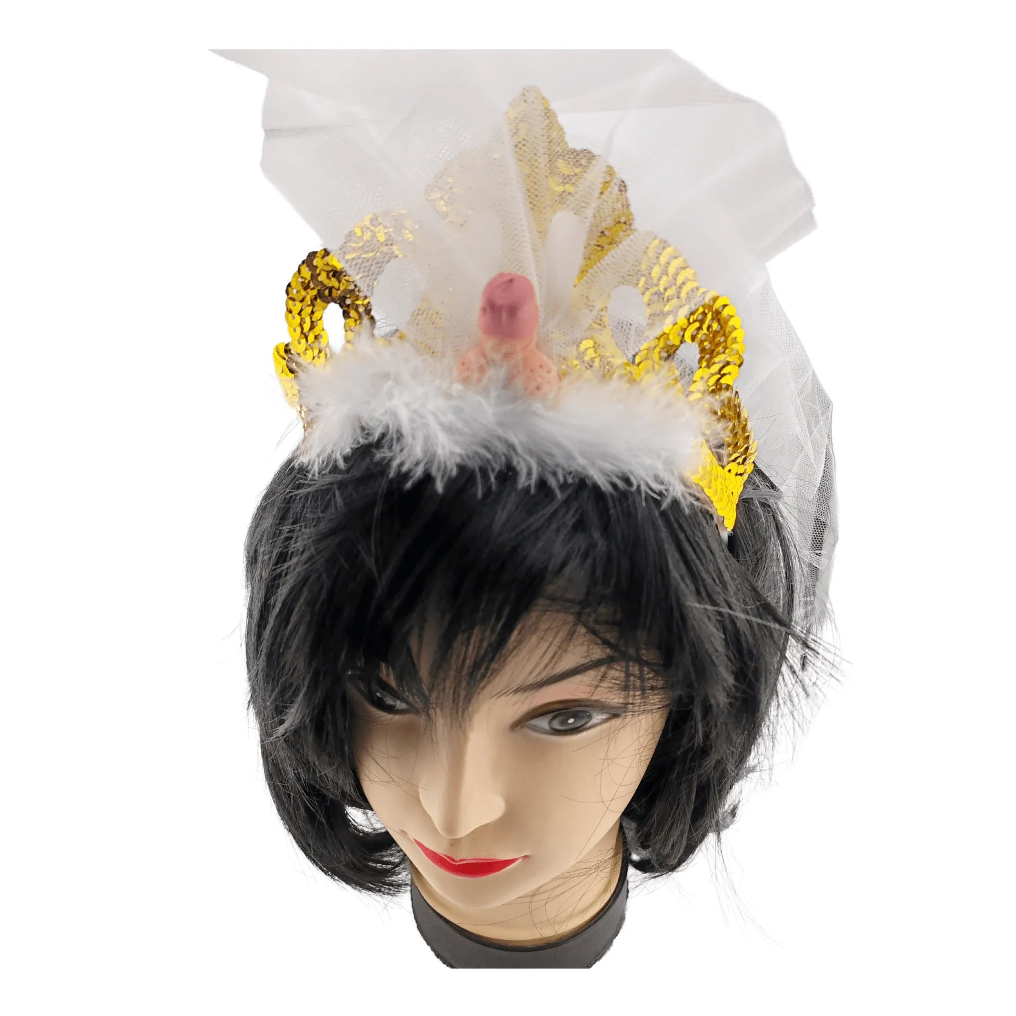 Coroncina della sposa con velo e pisellino