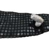 Cravatta nera con paillettes e pisellino argentato
