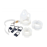 Set gabbia peniena in silicone con cintura, anelli, tappo e serratura Keyholder