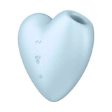 Satisfyer Cutie Heart blu chiaro con simboli di vibrazione e impulsi d'aria