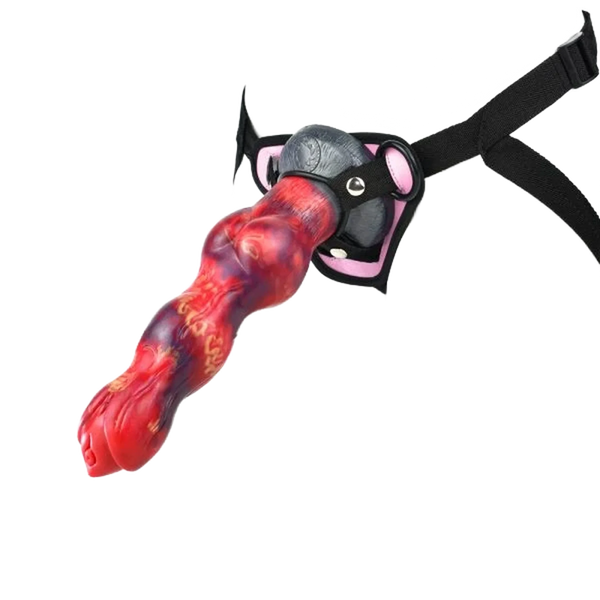 Dita lingua erotica Magmara rosso viola dettagli dorati con inserti rosa e sfera grigia