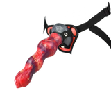 Dita lingua erotica Magmara rosso viola scuro con decorazioni dorate e inserti arancioni