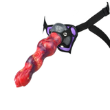 Dita lingua erotica Magmara rosso viola dettagli dorati con inserti viola e sfera grigia