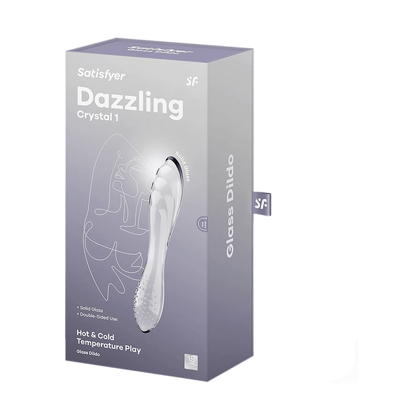 Confezione scatola grigia perla Satisfyer Dazzling Crystal 1 Glass Dildo doppio lato