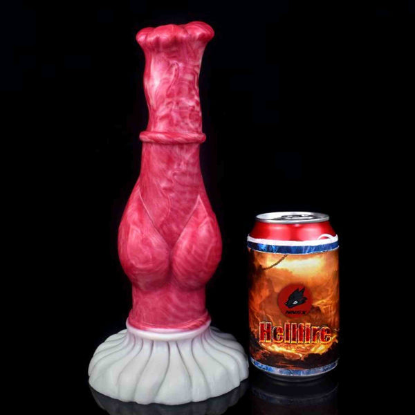 Dena rosso venato bianco accanto lattina Hellfire NNSX