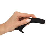 Dettaglio presa dildo anale nero in silicone flessibile