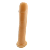 Dildo beige chiaro in silicone con venature simulate e base piatta
