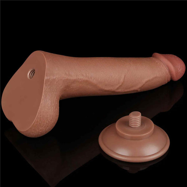 Base ventosa removibile dildo marrone scuro con filettatura centrale