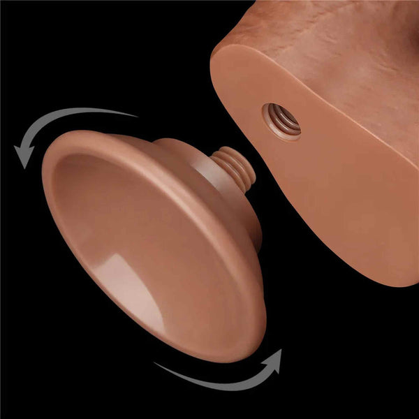 Meccanismo di fissaggio filettato base cappuccio dildo marrone chiaro