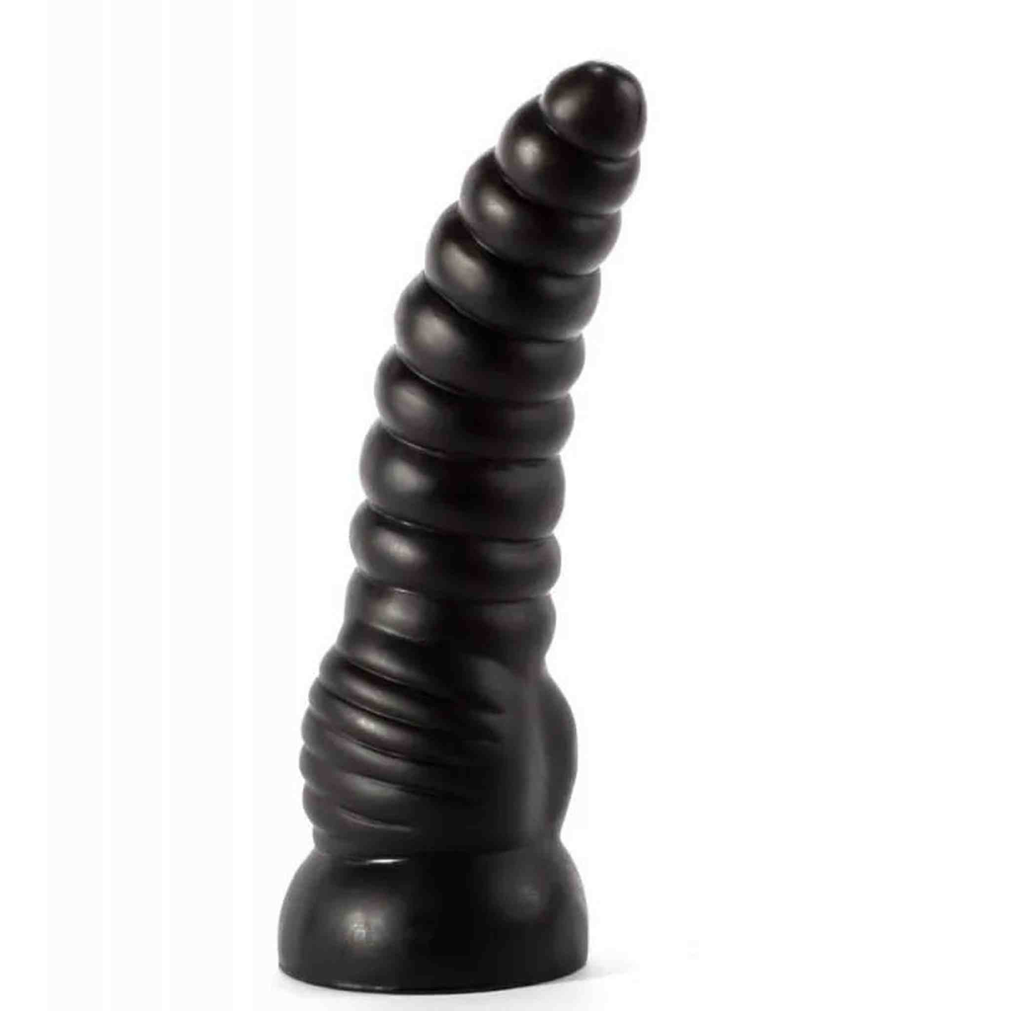 Dildo Nero a rilievi anulari 27.6 cm