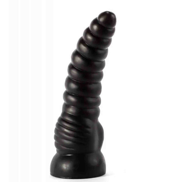 Dildo Nero a rilievi anulari 27.6 cm