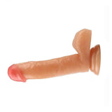 Dildo realistico rosa carne texture venata con ventosa, dettaglio corpo