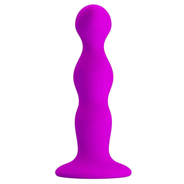 Dildo anale ondulato in silicone con ventosa - Viola
