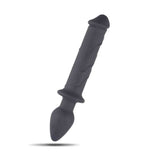Angolazione laterale toy anale doppio uso in silicone nero opaco